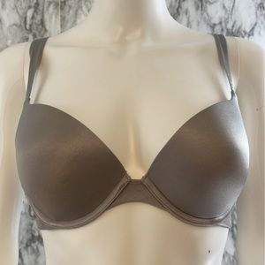 34C Victorias Secret Demi Uplift Bra push-up padded underwire grey